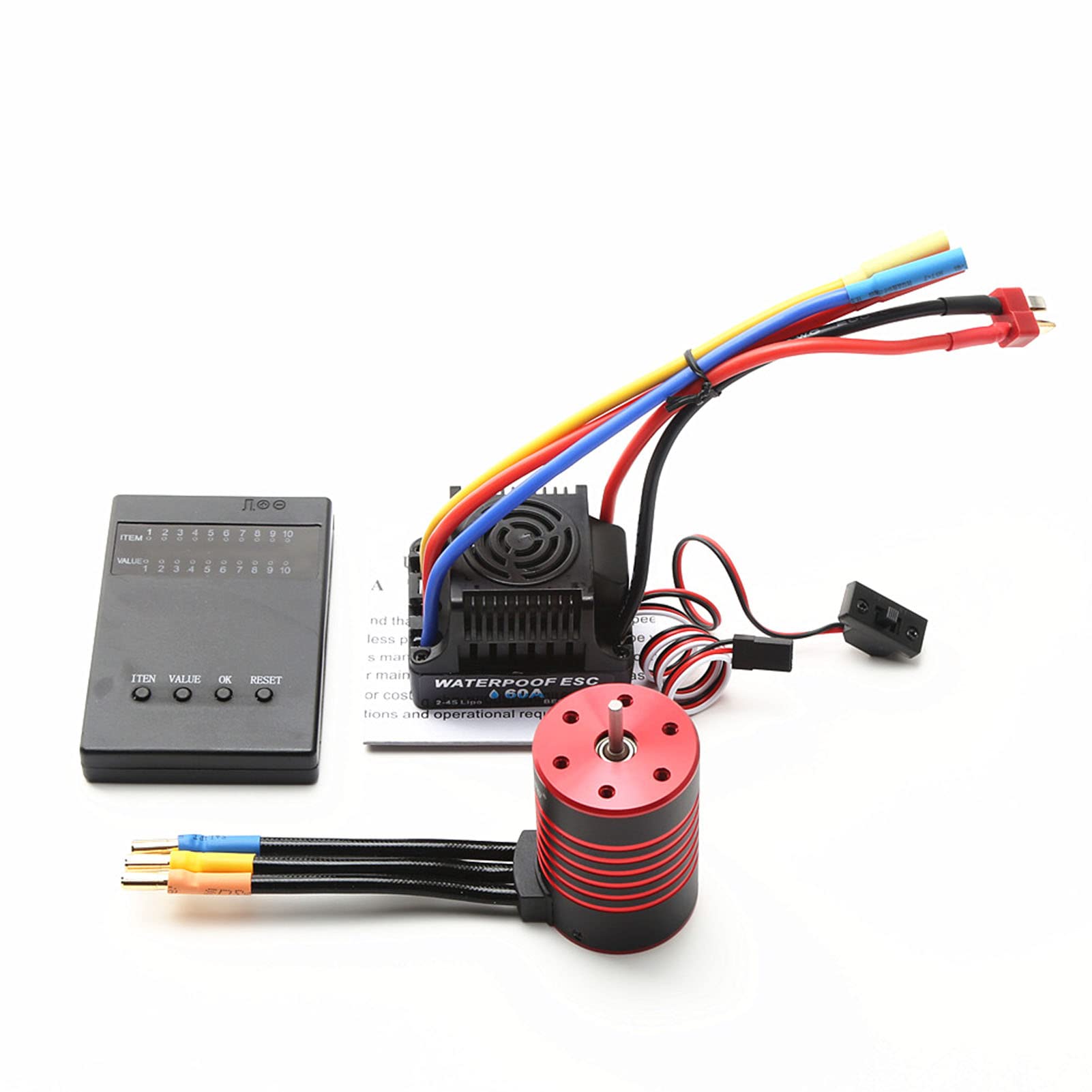Moteur Brushless 3650 2300KV Étanche + ESC 120A + Carte Programmation – Kit Complet Pour Voiture RC 1/10 1/8