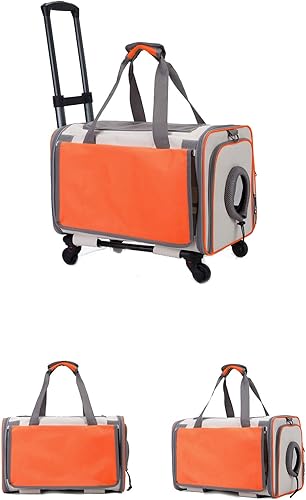 Transportador de mascotas de aerolínea con ruedas Ventilación de malla grande, cubierta de privacidad y ruedas desmontables para gatosperros de