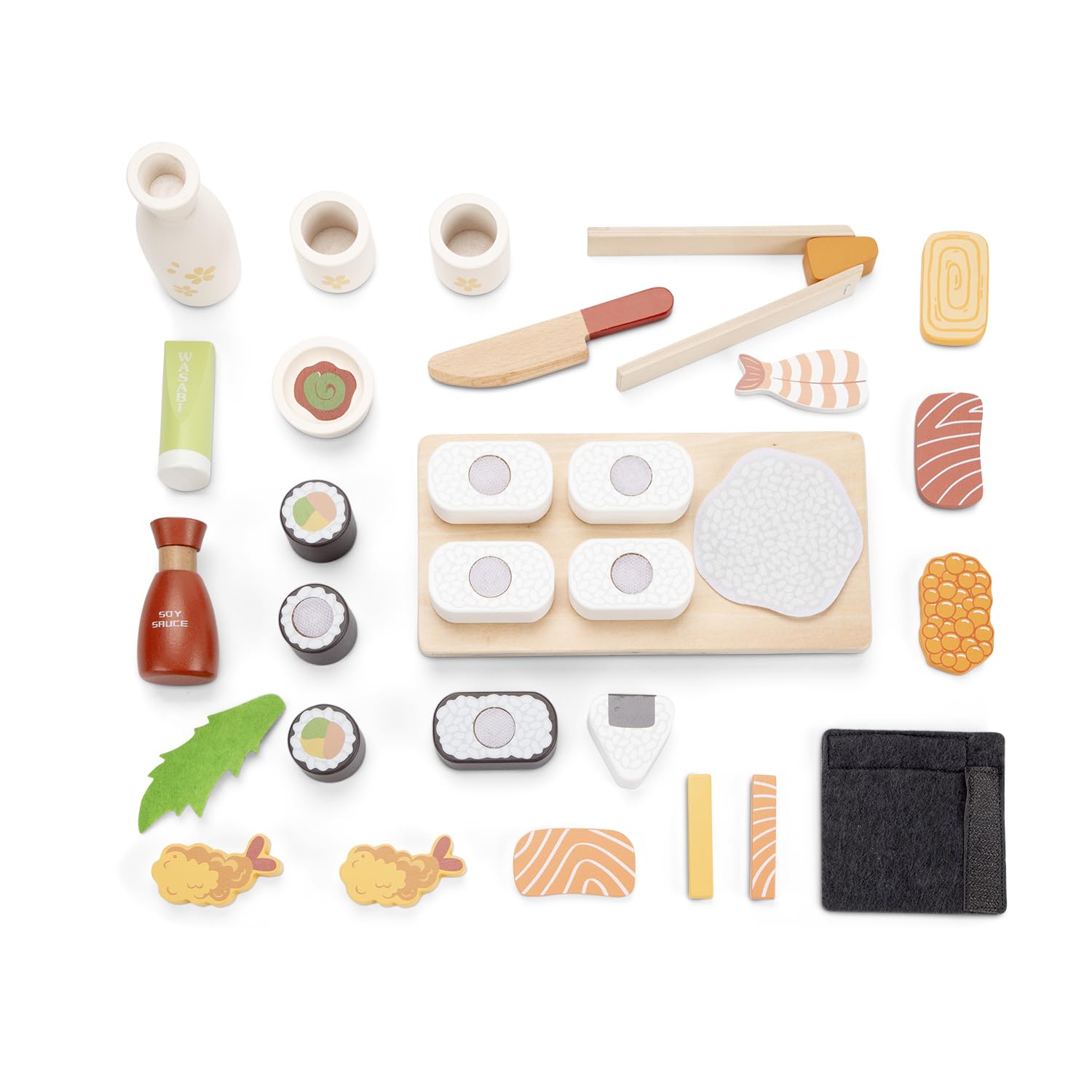 Woet® – Cibo Giocattolo Sushi in Legno per Bambini – Set di Alimenti Giocattolo 30 Pezzi – Giocattolo da Cucina per Gioco di Imitazione – A Partire da 3 Anni – Regalo per Bambini e Bambine