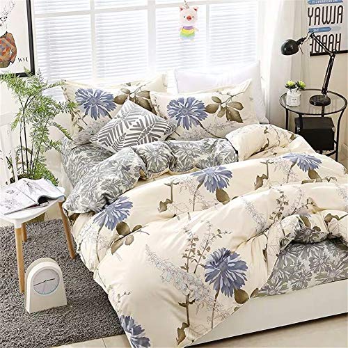 4st Fresh Branch Flower Printing Sängkläder Set, påslakan, lakan, örngott Kvalitet hemtextil, för 2,2 m breddbädd