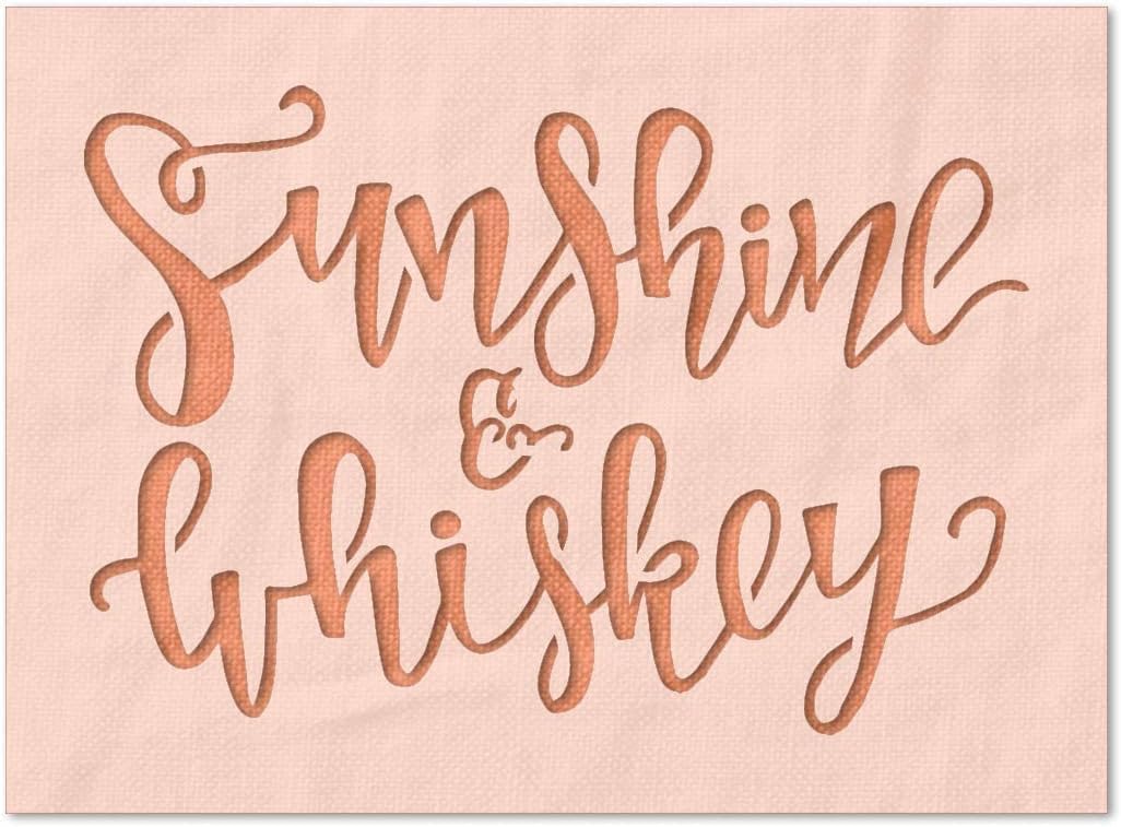 Stencil Stop Sunshine and Whiskey Stencil - Reusable for DIY Projects, Painting, Drawing, Crafts - 14 Mil Mylar Plastic (18 x 12.38 inches)