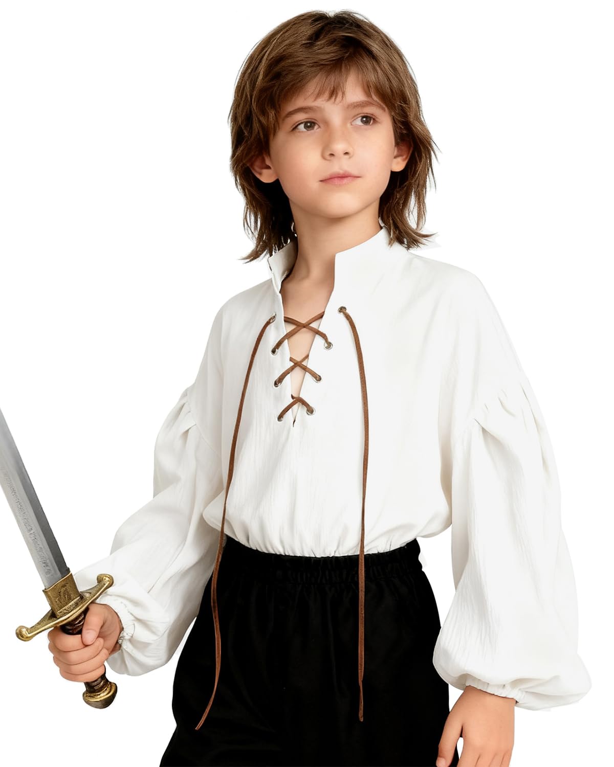 keland Camicia Medievale con Lacci Camicia Rinascimentale Bambino Camicia Giacobita
