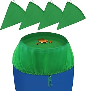 Mesh Cover for Rain Barrels, 4 PCS Rain Barrel Screen with Drawstring, 39 inch Rain Barrel Net Cover for Keeping Fallen Le...