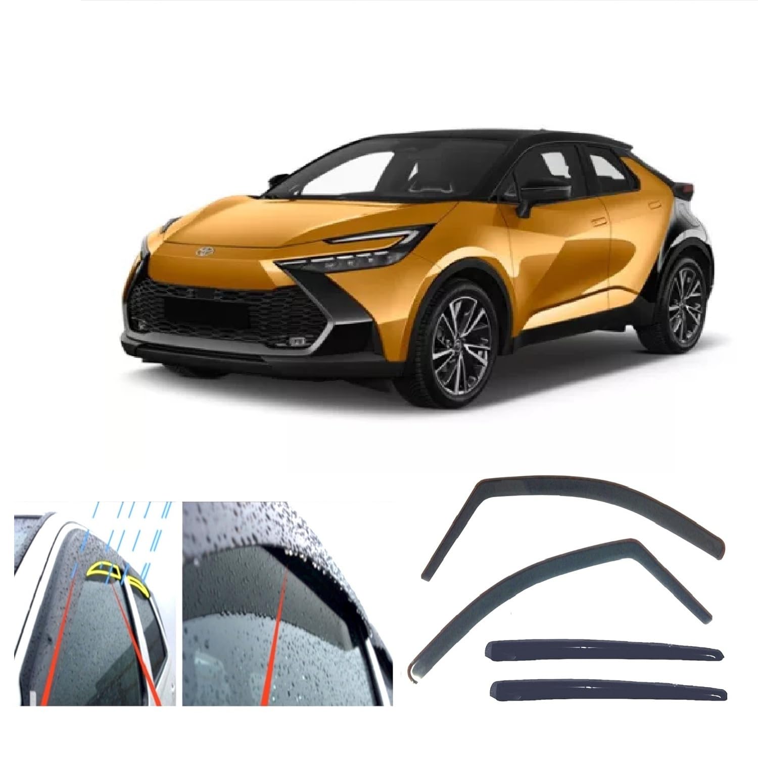 4x deflettori per il vento per Toyota C-HR II 2023 2024 2025 2026 2027