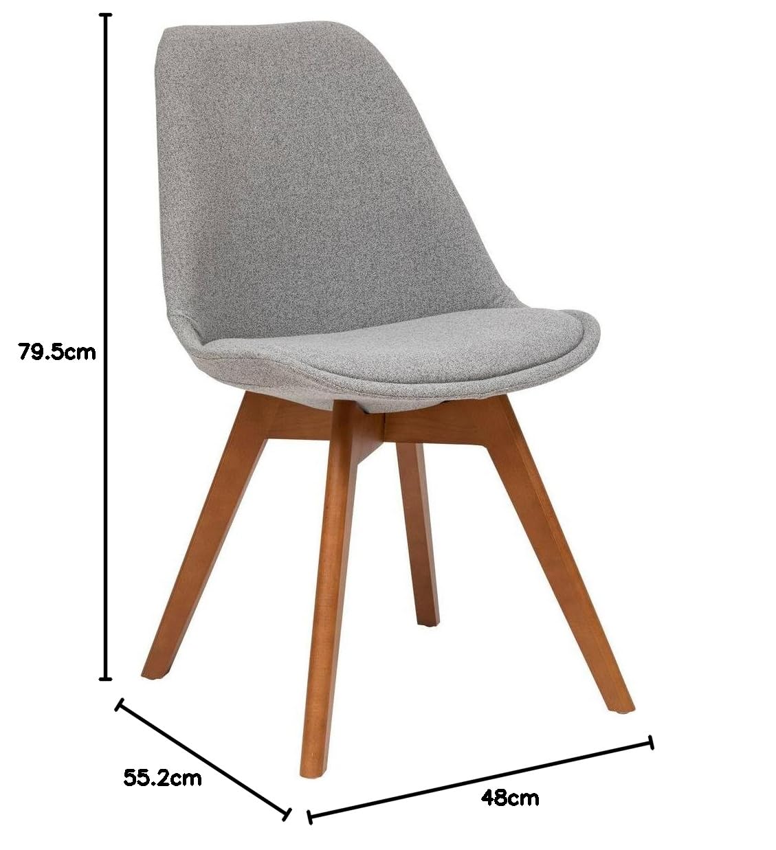 Atmosphera Créateur d'Intérieur - Chaise Baya Rétro Gris - Tissu et Hêtre - Salle à Manger, Cuisine, Bureau, Salon - Confortable Coussin Intégré