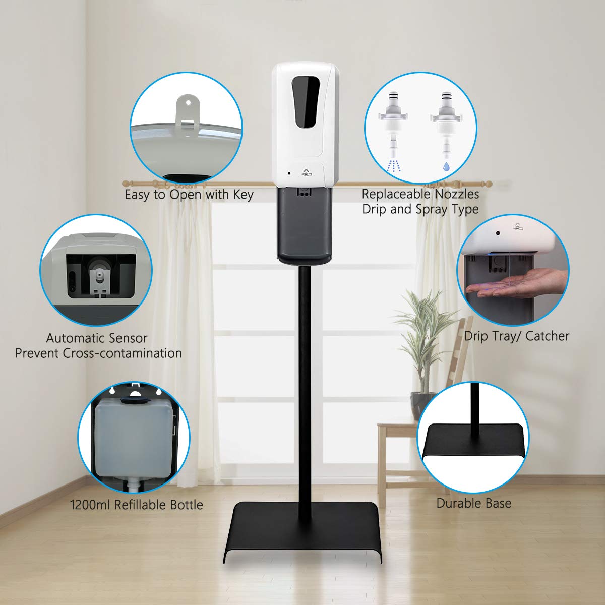 Hand Sanitizer Dispenser Stand, Free Standing Hand Sanitizer Dispenser