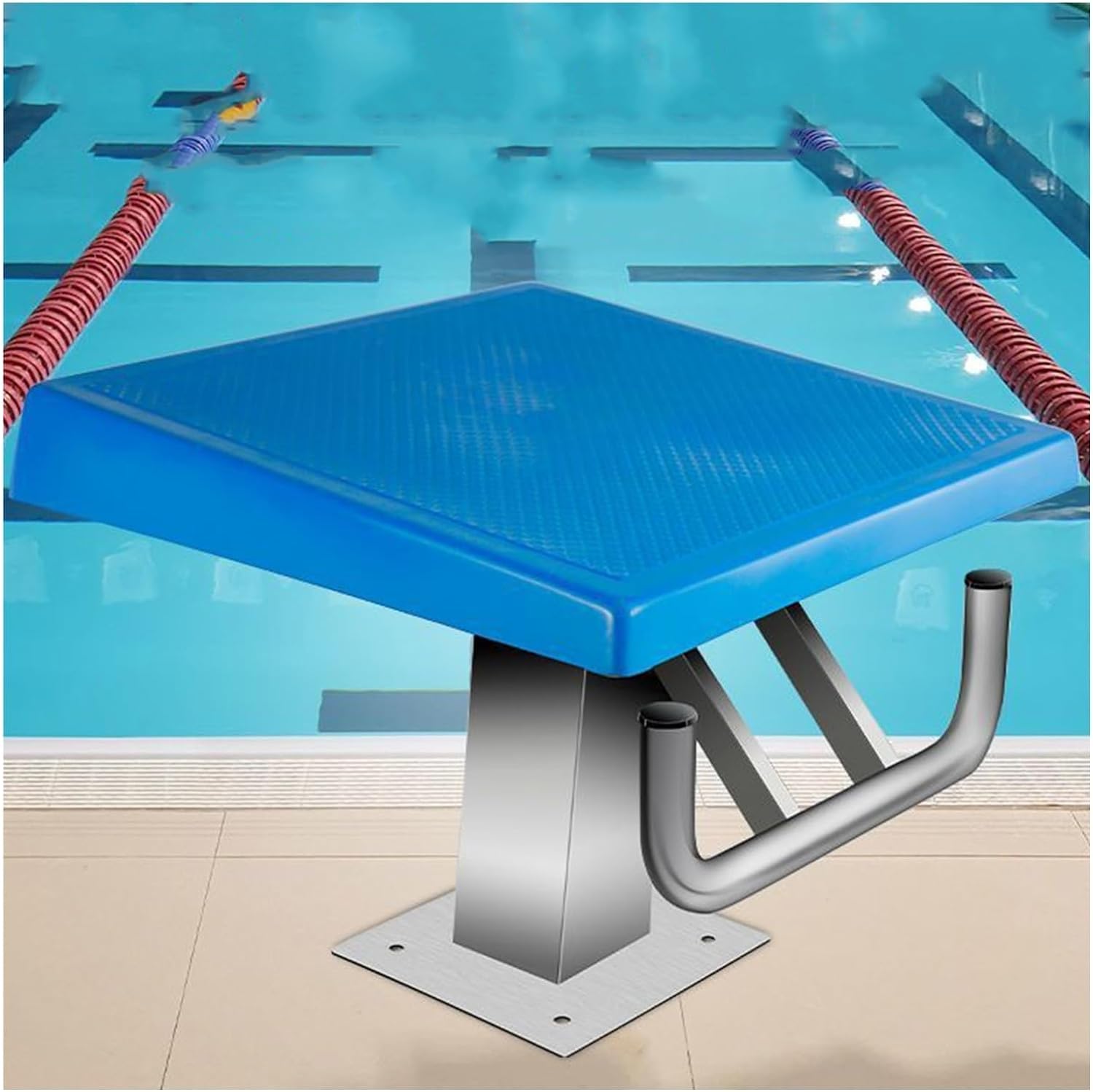 Sprungplattform Schwimmbecken, Rutschfestes Sprungbrett Metallstahlsockel, Startblock Sprungbecken Im Innen- Und AußEnbereich Mit 10° Neigung Und 272 Kg Tragkraft Schwimmsprungplattform