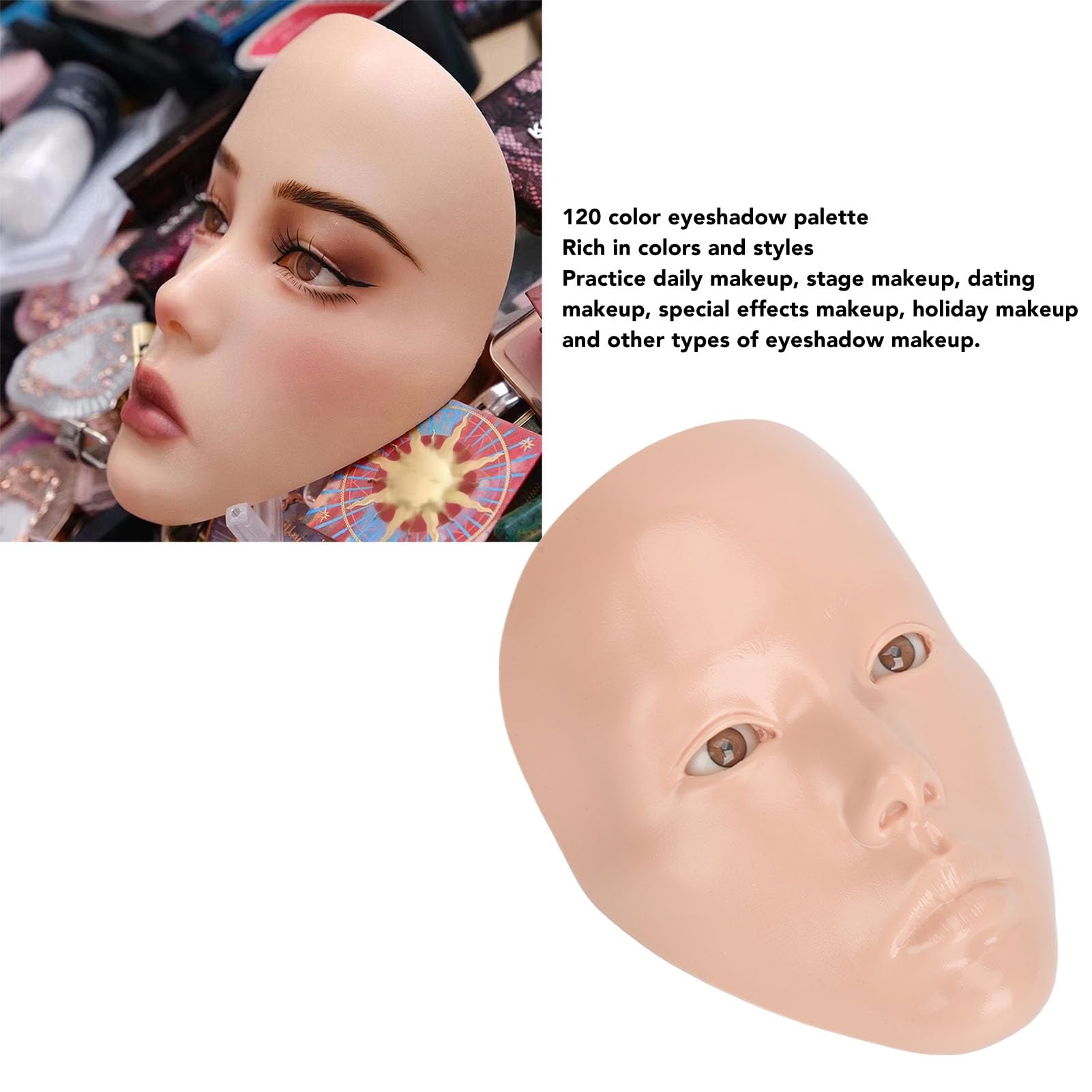 Generic 5D Makeup Practice Face Board Kit, 120 Farben Pinsel Mannequin (Rosa Haut)