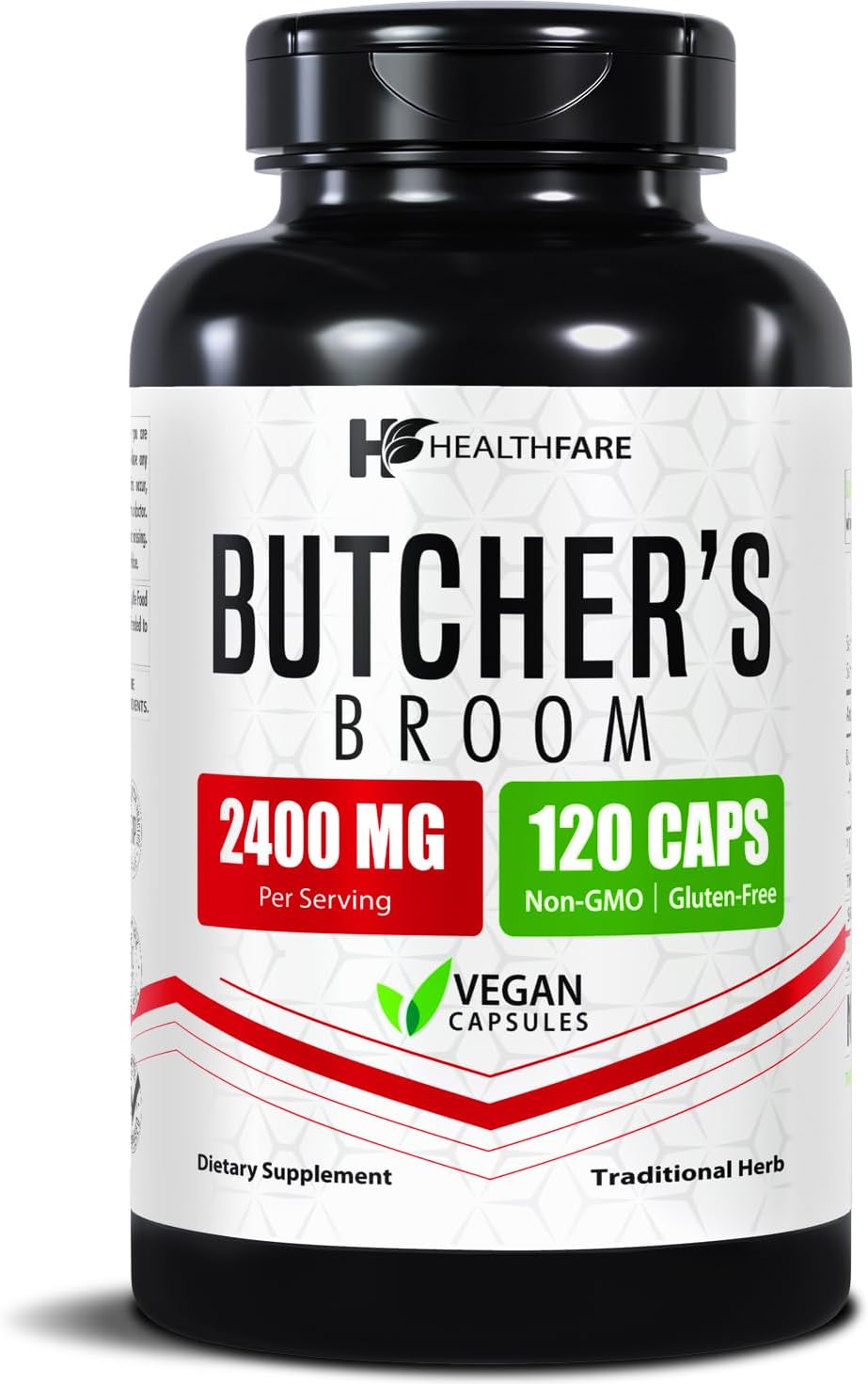 Healthfare Butchers Broom Supplement | Capsules Extract 2400mg | 120 Vegetarian Pills | Premium Herbal Root Supplement | Circulation & Vein Support | Non-GMO, Gluten-Free | Made in USA