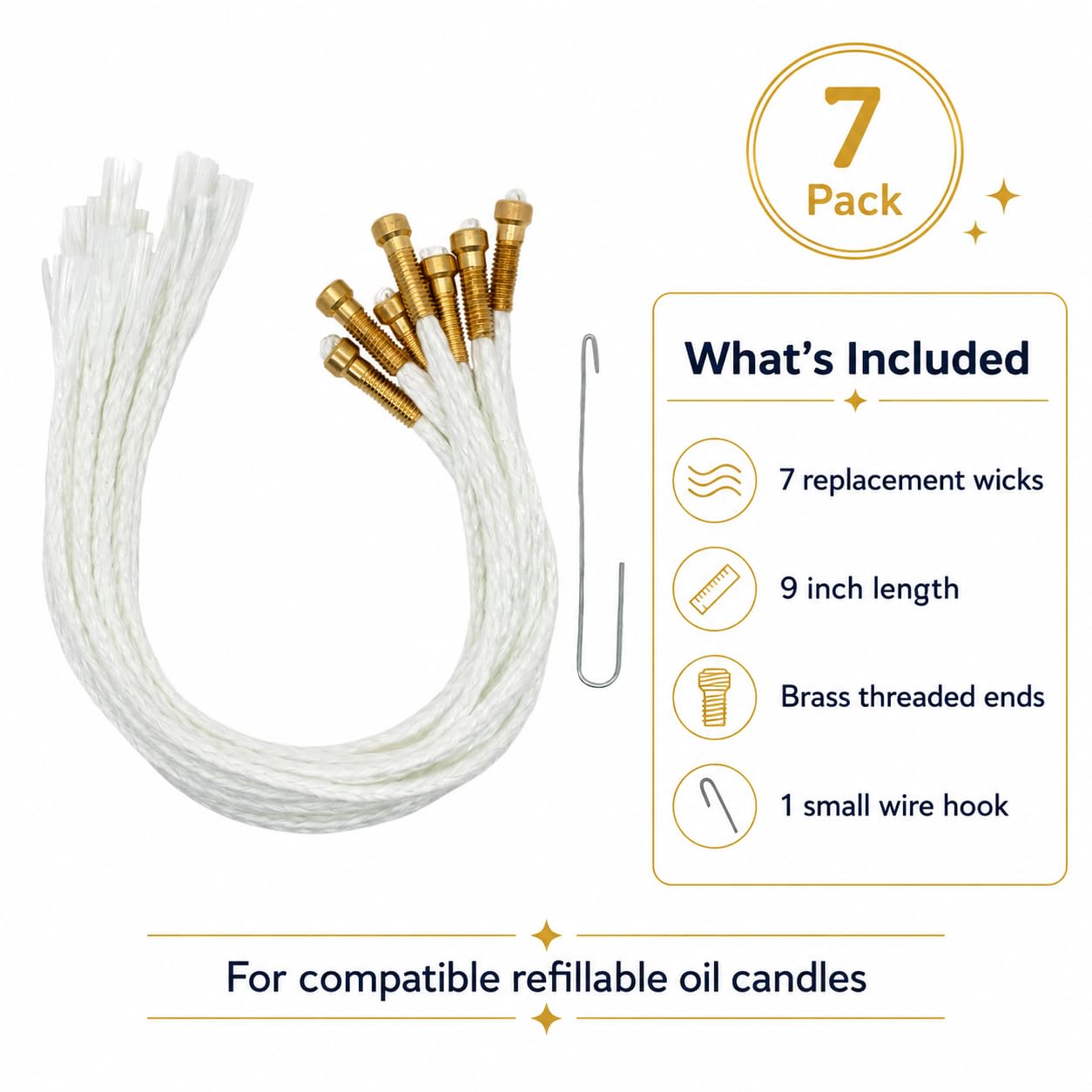 Stoppini di ricambio per candele a olio di canapa da 22,9 cm, con