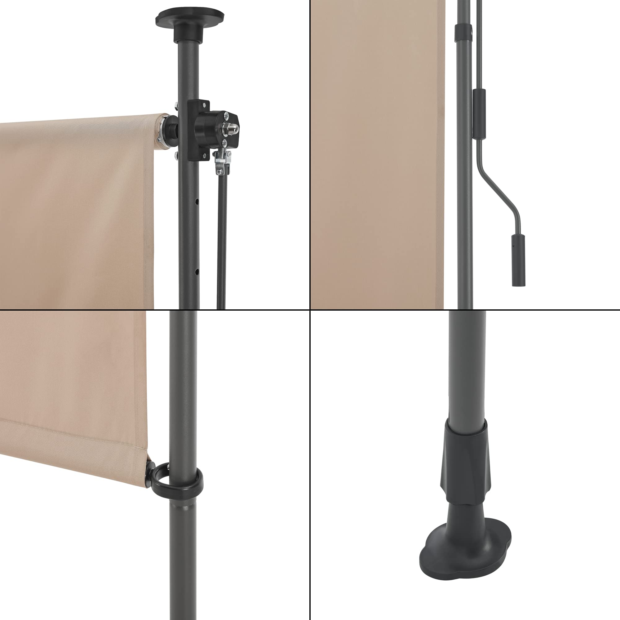 pro.tec Schermo Verticale da Balcone con Pali Telescopici Regolabili in Altezza tra 230-310 cm Tenda Parasole Frangivento Protezione Privacy - Larghezza 200 cm - Color Sabbia