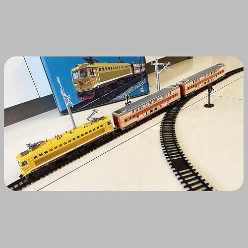 Miniatura 6 de SS7C - Juego de tren de Navidad, locomotora de vapor eléctrica de aleación, ferrocarril ferroviario con carros de mercancía/pista larga, adorno