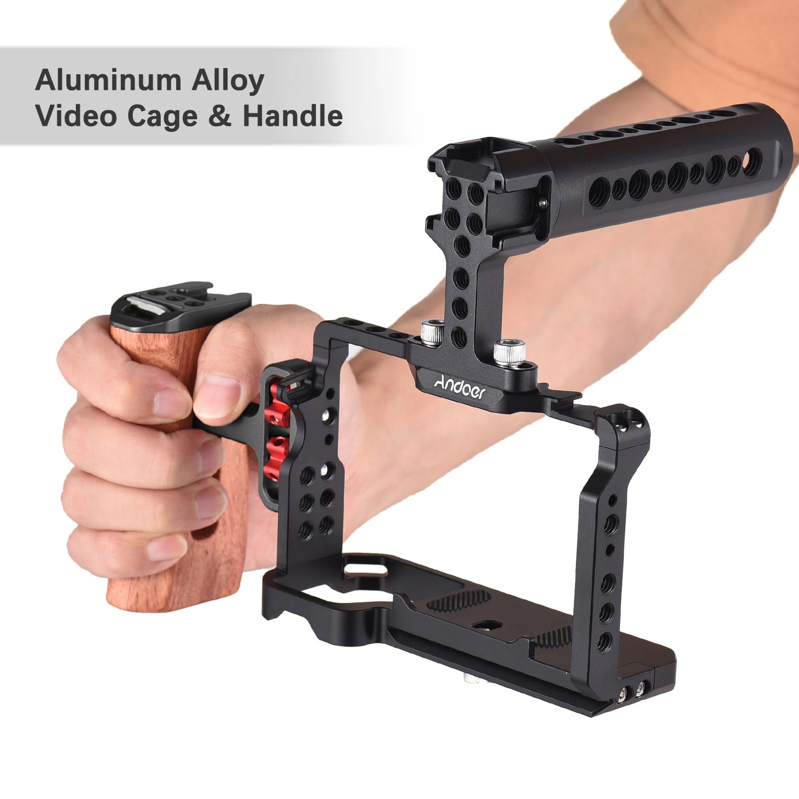 Andoer Camera Video Cage + Top Handle + Side Hand Grip Kit Aleación de Aluminio Cámara Video Cage con monturas de Zapata fría Numerosos Hilos de 1/4 de Pulgada Reemplazo para cámara Sony A7C