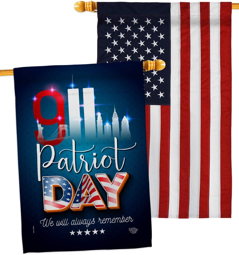 911 Remember Honor House Flags Pack Americana Patriot Day World Planet Peace Environment Awareness United State American USA Embroidery Small Decorative Gift Yard Banner Made In 28 X 40