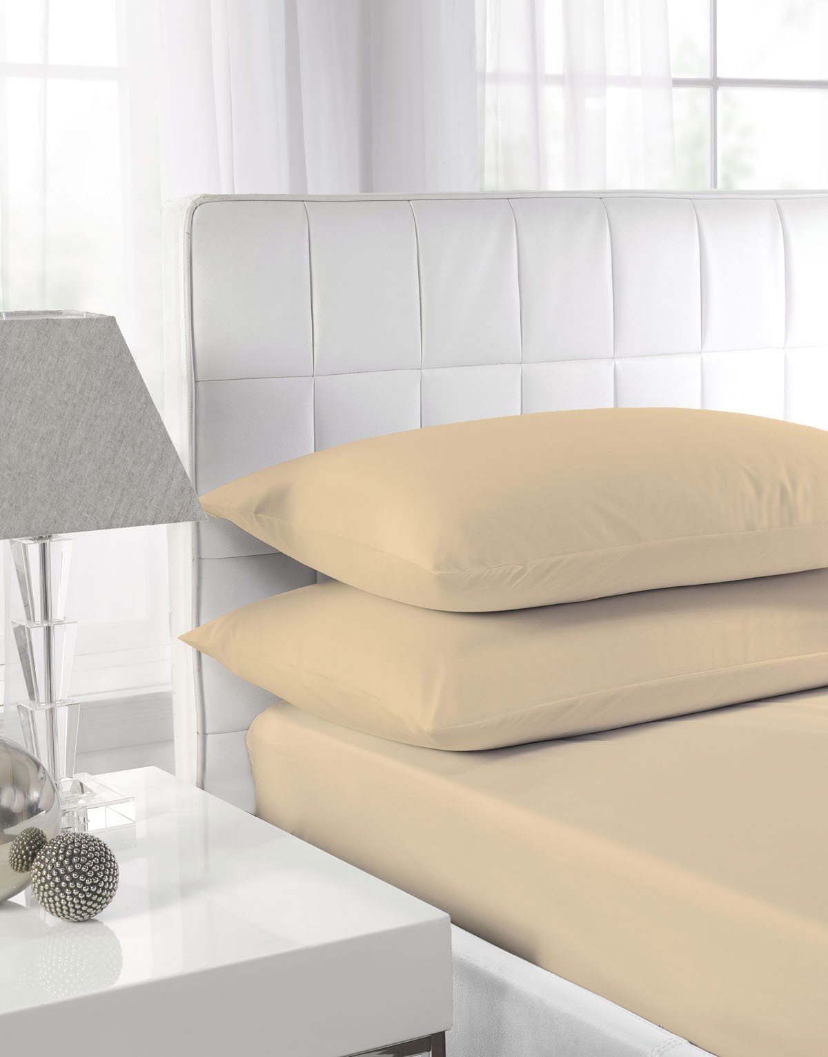 Textiles Direct Latte Easy Care Polycotton Single Fitted Sheet