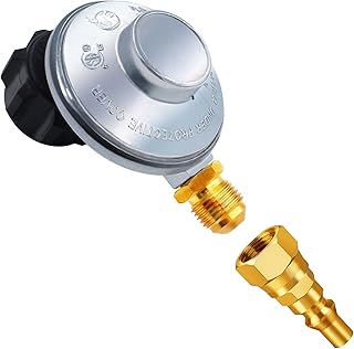 MCAMPAS 1/4" Quick Propane Gas Regulator, QCC1 Propane Adapter Gas Regulator Valve Fittings with1/4 Quick Connector Plug Converter 5lb -20lb Propane Tank Quick Connection Propane Hose for BBQ Grill