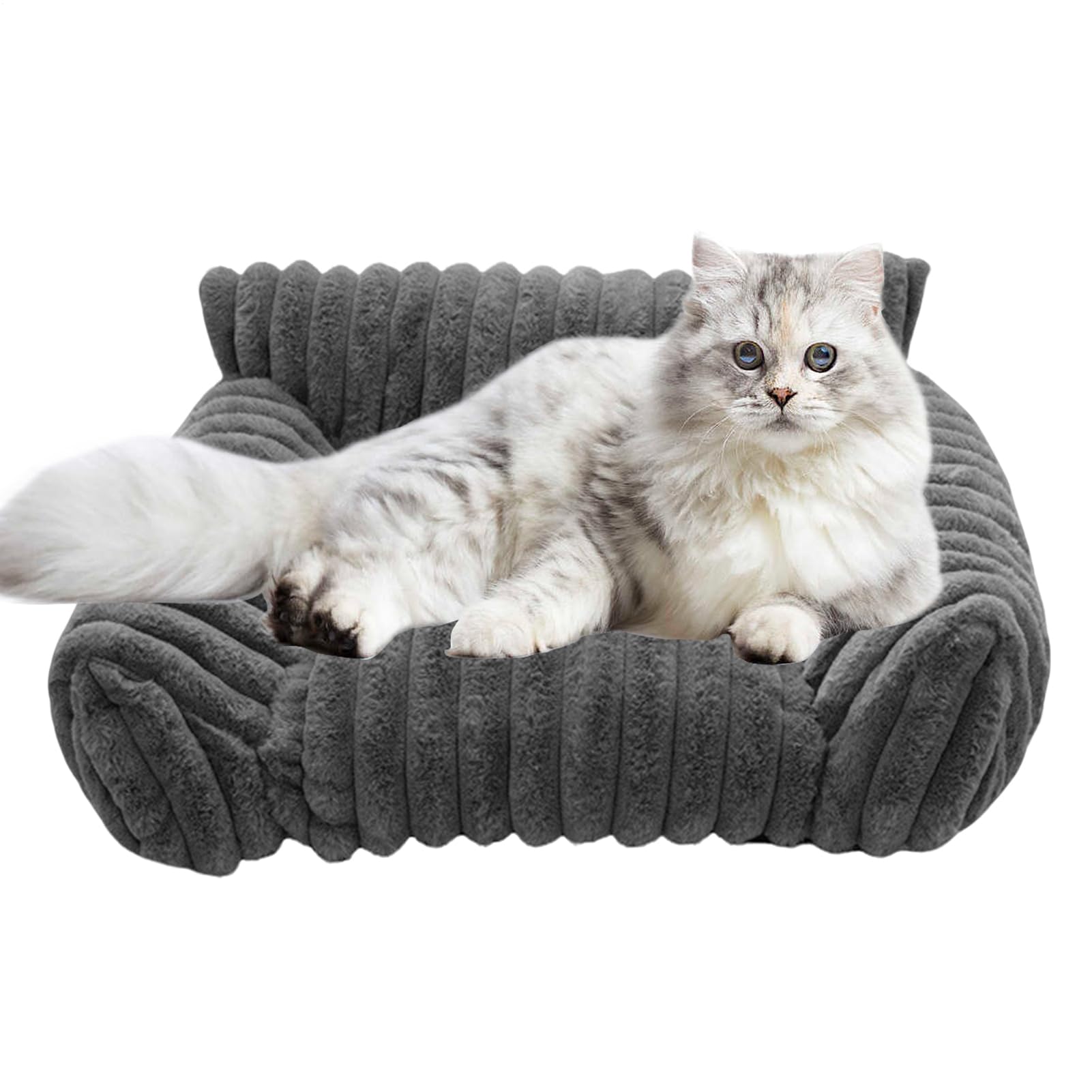 Generico Cat Sofa Beds, Plush Pet Couch, 19.69x15.75x7.87 Inches Portable Comfortable Gray, Chew Proof Sofa Bed, Daily Use, Dogs, and Cats, Patio, Bedroom, Travel, Car, Living Room, Apartment