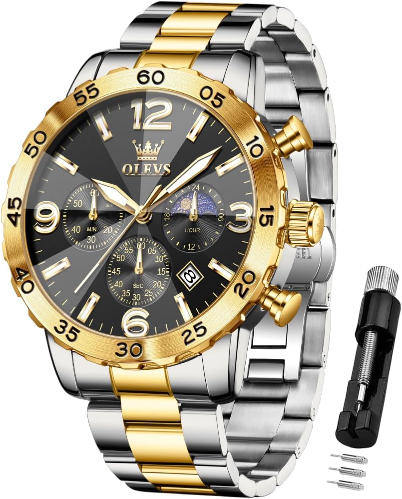 OLEVS Watch for Men Simple Business Dress Analog Stainless Steel Waterproof Luminous Date Easy Read Men Wrsit Watch