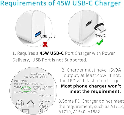 Miniatura 7 de Cable de carga USB C para Surface RT y Pro 1 2 (negro de 6 pies), funciona con cargador USB-C de 15 V3A 45 W, compatible con Microsoft Surface 1512