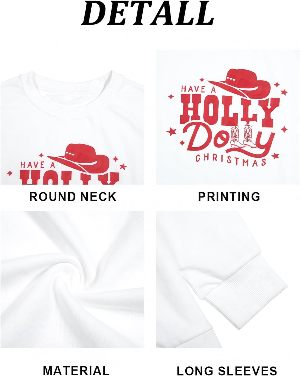 JINTING Christmas Sweatshirt for Women Holly Christmas Pullover Sweatshirts