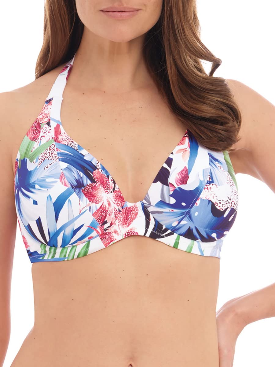 Santa Catalina Halter Plunge Bikini Top Blue Depths Blue 34D