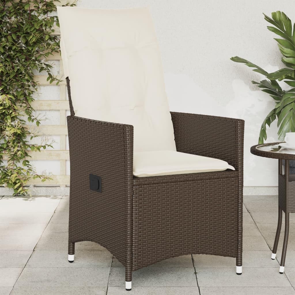 Poltrona reclinabile da giardino con cuscini in rattan sintetico marrone Sedie esterne resistenti alle intemperie, poltrone per terrazze, mobili da giardino, poltrone da giardino