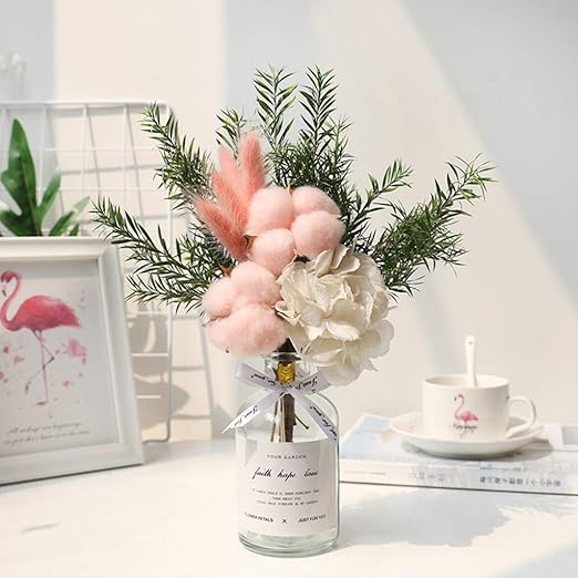 Amazon ドライフラワー プリザーブドフラワー 枯れない花 北欧 花束 ブーケ フラワーアレンジメント 人工観葉植物 おしゃれ 花瓶付き プレゼント ギフト 贈り物 光触媒 空気清浄 飾り 撮影 Diy 恋人 プリザーブドフラワー オンライン通販