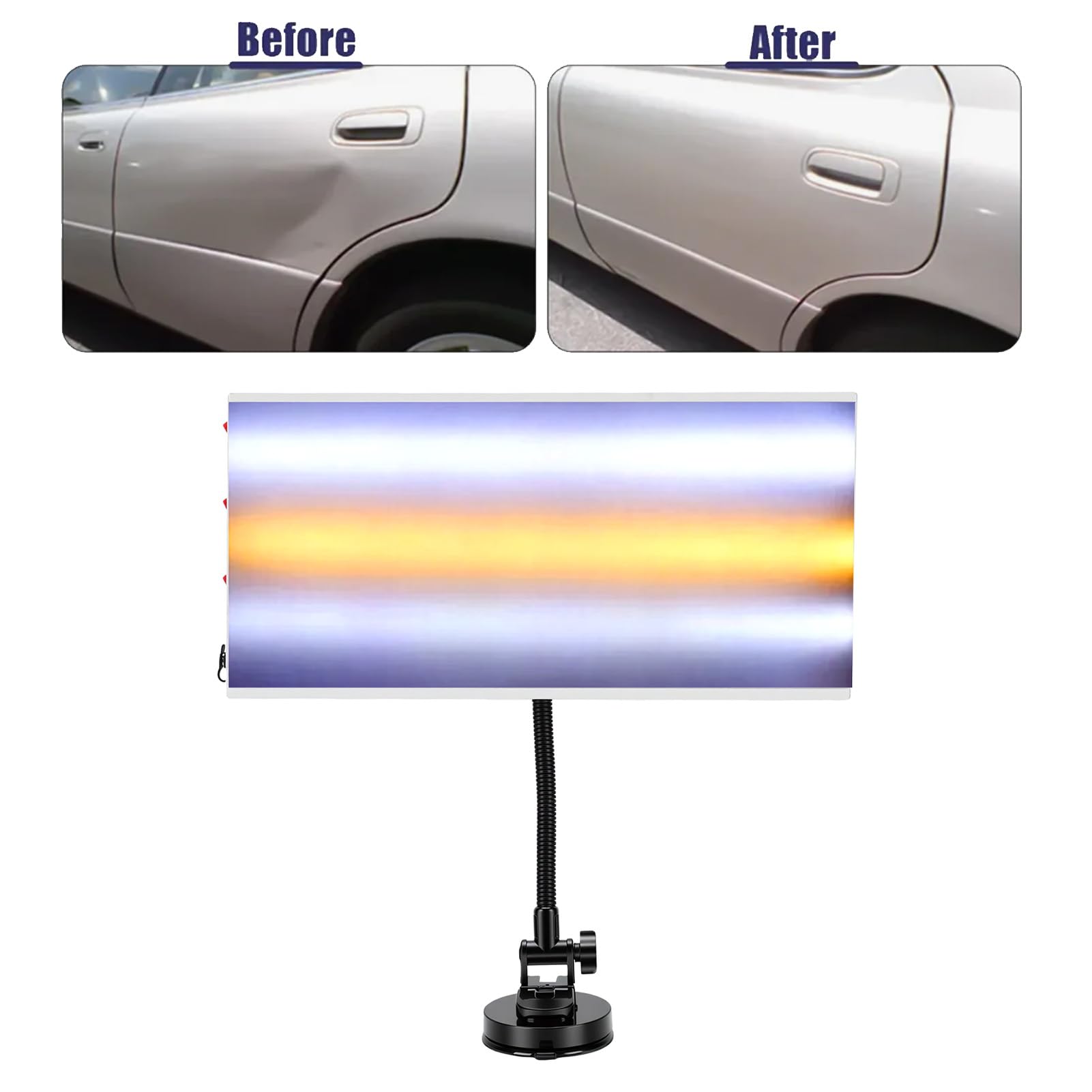 Dent Repair Light Board, Adjustable Angle for Accuracy | Linie odblaskowe LED zapewniające precyzję, zasilanie przez USB, kabel o długości 5 m, łatwa w użyciu przyssawka