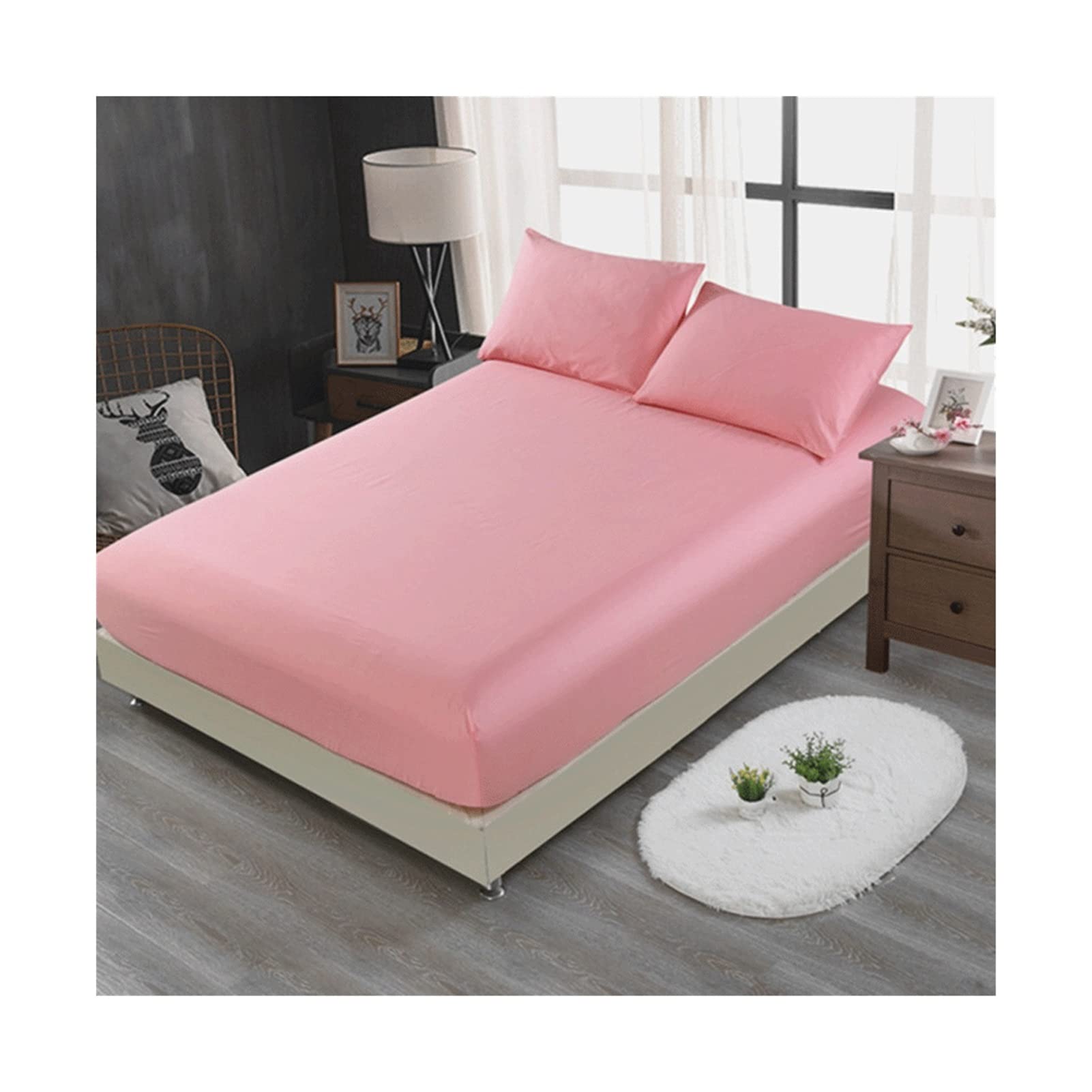 Drap-housse 100% coton drap de lit 1 place 2 personne doux dimensions 180x200cm Blunoa