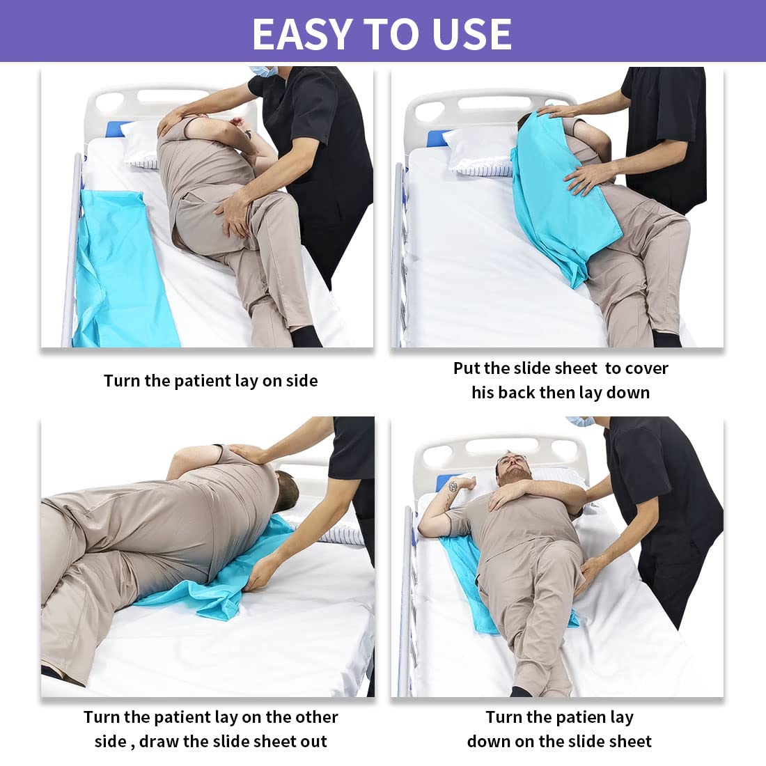 Hoja deslizante tubular de transferencia de 27 x 39 pulgadas para transferencia de pacientes, sábanas deslizantes lavables y reutilizables para mover la seguridad de las personas mayores, mover