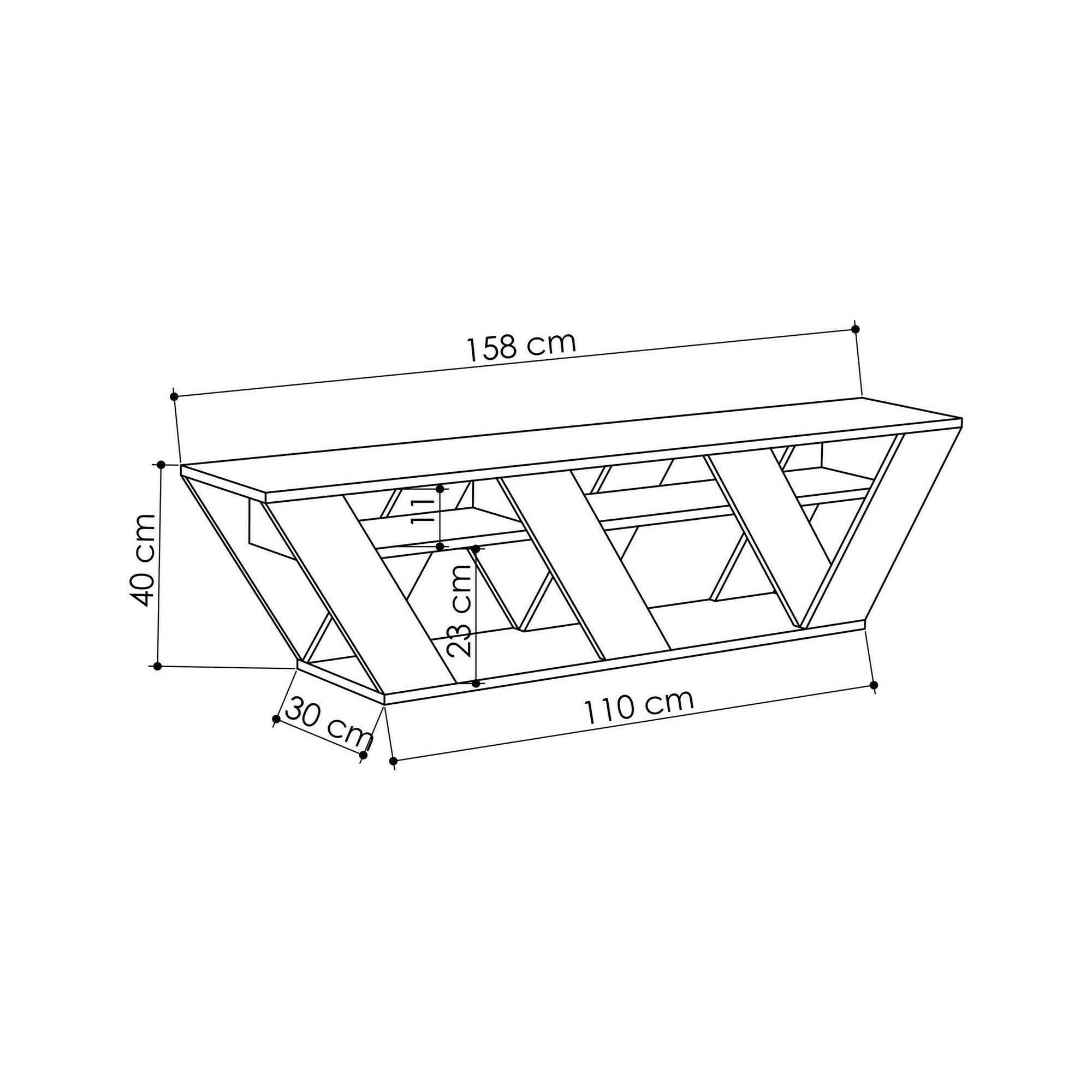 Dmora Alde, Wohnzimmermöbel, niedriger Schrank für TV, Wandbasis, 158 x 30 x 40 cm, Anthrazit