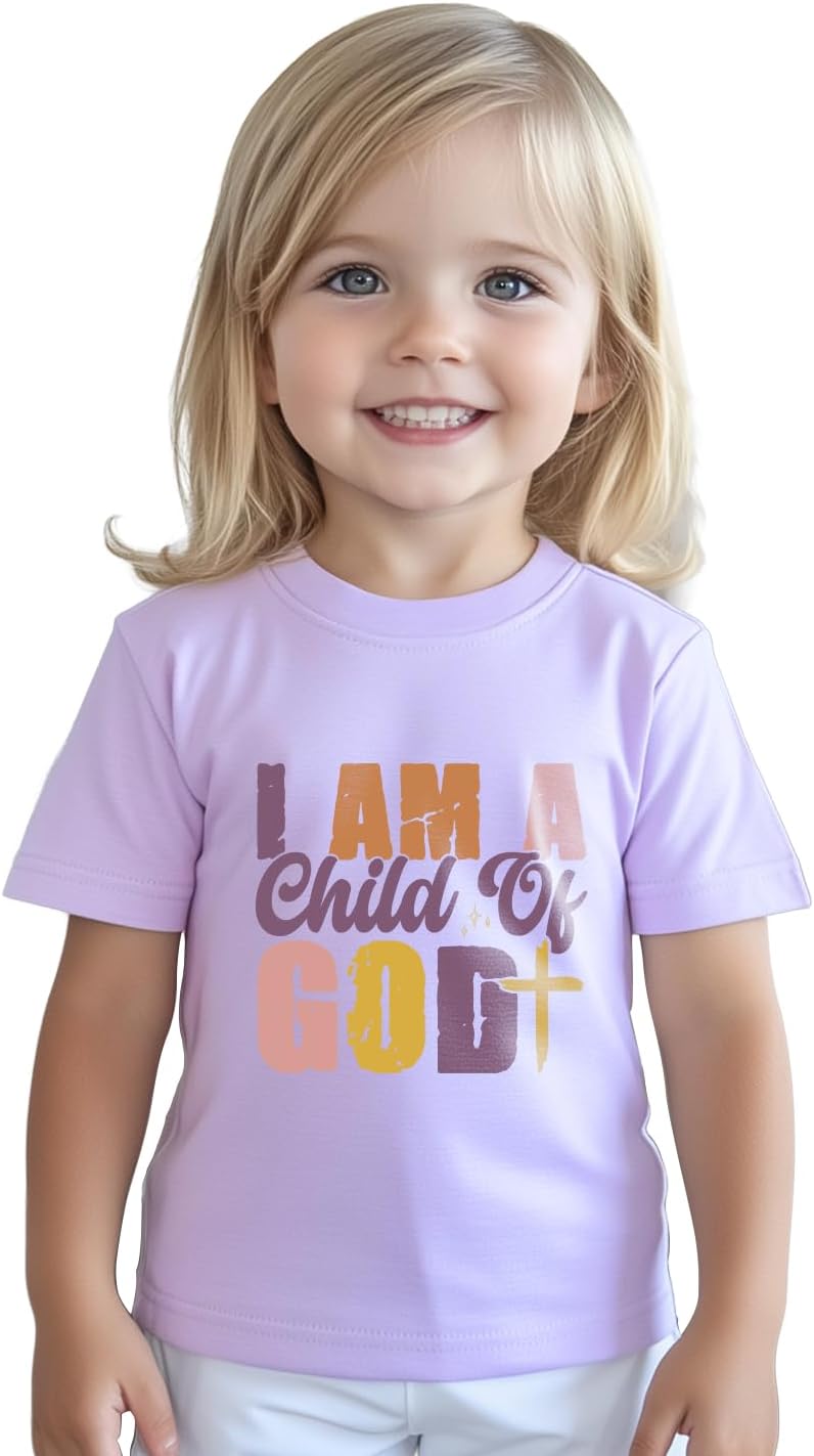 Christian T-Shirts Child of God Shirt Kids Toddler Cute Girls Boys Short Sleeve Tops Graphic I'm A Child of God Tee 2-8 Years