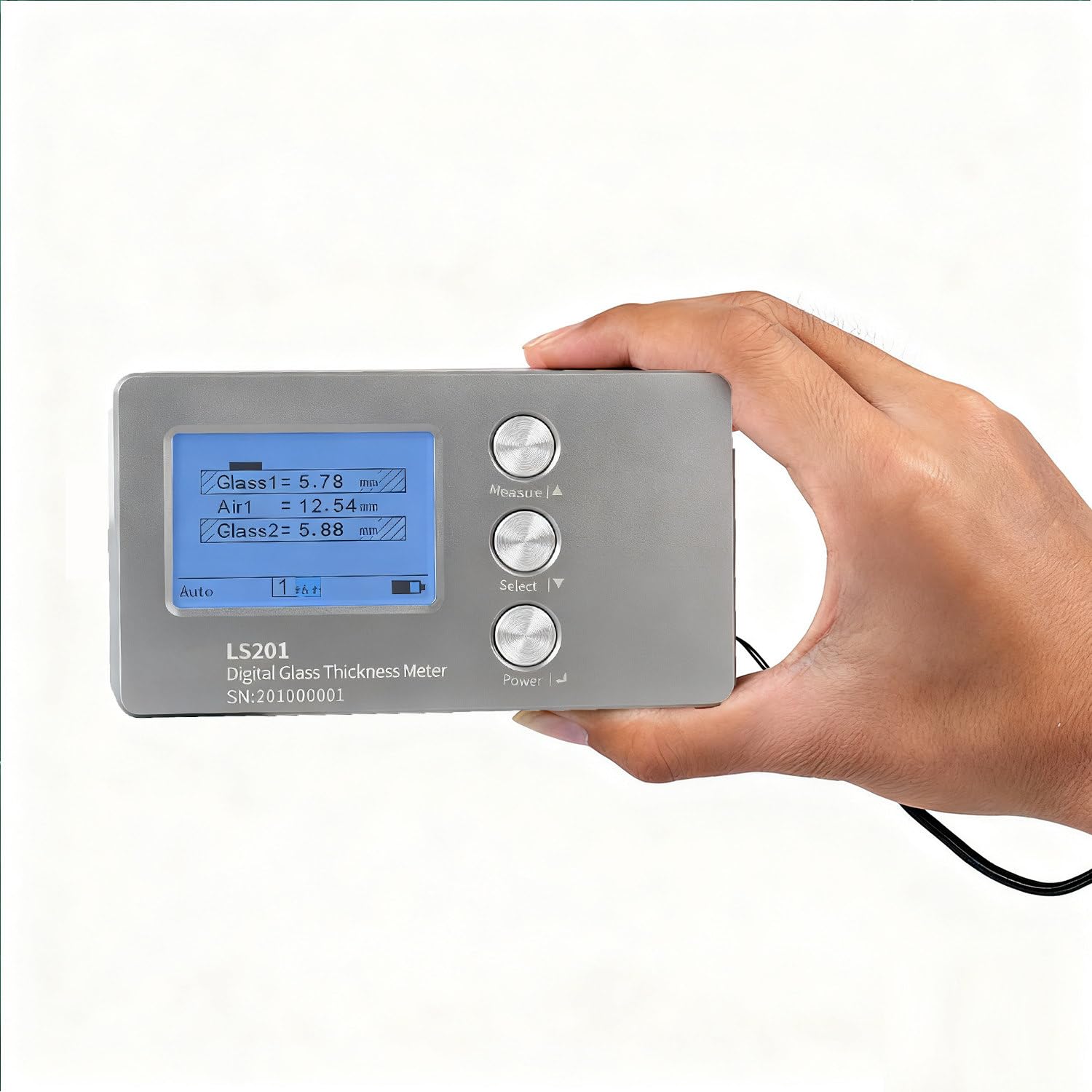 Medidor de grosor de vidrio, medidor de mano con principio óptico para vidrio laminado y aislado, mide hasta 70 mm y espacio de aire, medidor de pared pesado