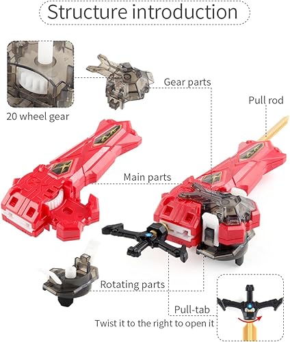 Miniatura 6 de B-201 Zest Achilles Xiphoid Excalibur - Lanzador bidireccional de 1 pieza, juego de camisetas de batalla con lanzadores, giroscopios de cuadrícula