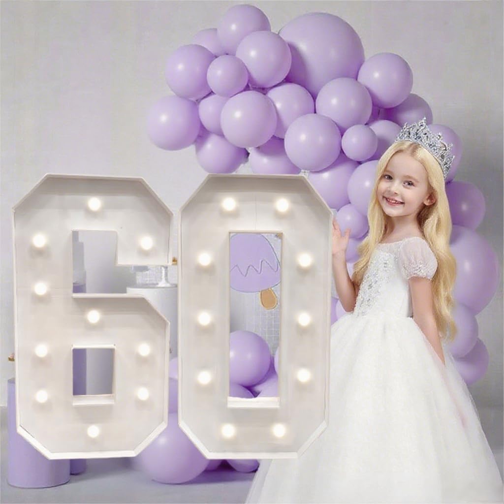2Pcs/Set 73cm/28.74 inch Light Up Digital Marquee Frame with White Lights KT Board Set Party Decorative Light Birthday Party Anniversary Decoration With Cool White Lights Background Decor- Number 16