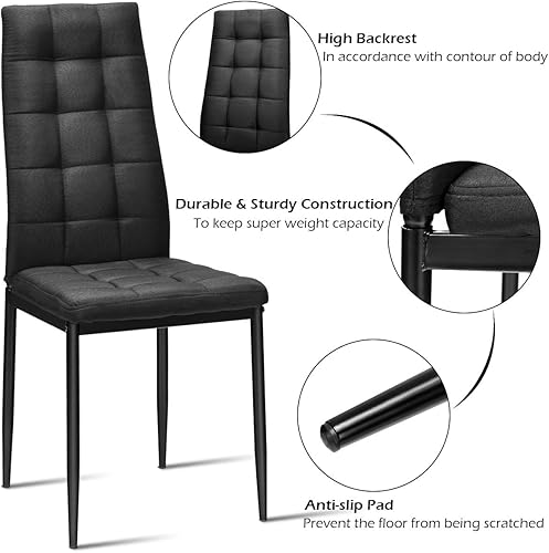 Miniatura 4 de Giantex Juego de 4 sillas de comedor de tela, con cojín tapizado y respaldo alto, patas de metal con recubrimiento en polvo, asientos con patrón a