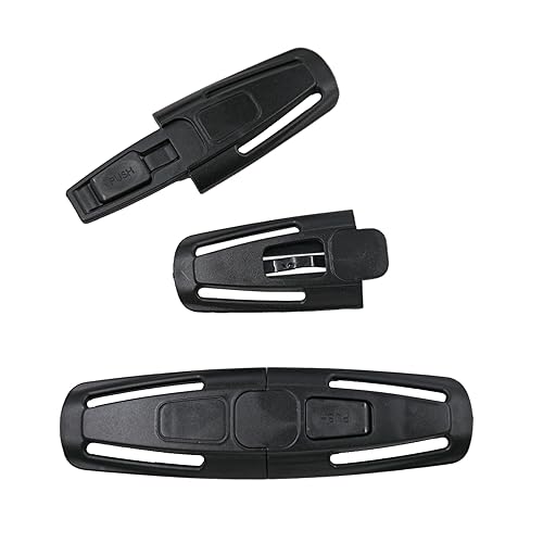 Miniatura 6 de Arnés de pecho de asiento con hebilla de cinturón de seguridad universal para niños y bebés, kit de repuesto para cinturón de seguridad (negro)