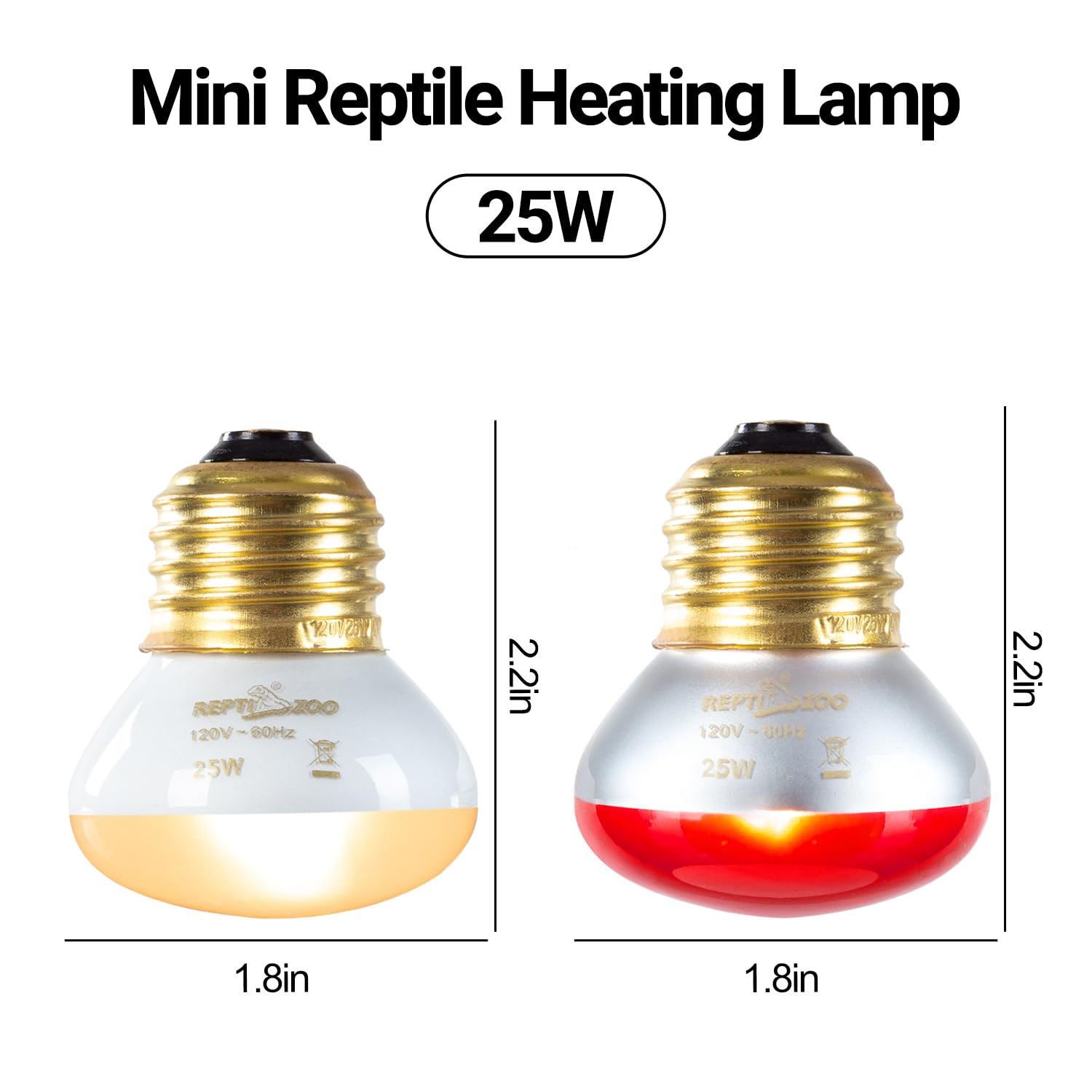 REPTI ZOO Nano Dual Dome Reptile Light Fixture and 25W Reptile Heat Lamp Combo Pack, Mini Daylight Basking Spot Heat Lamp & Nano Heat Emitter Basking Spot Lamp - image 2