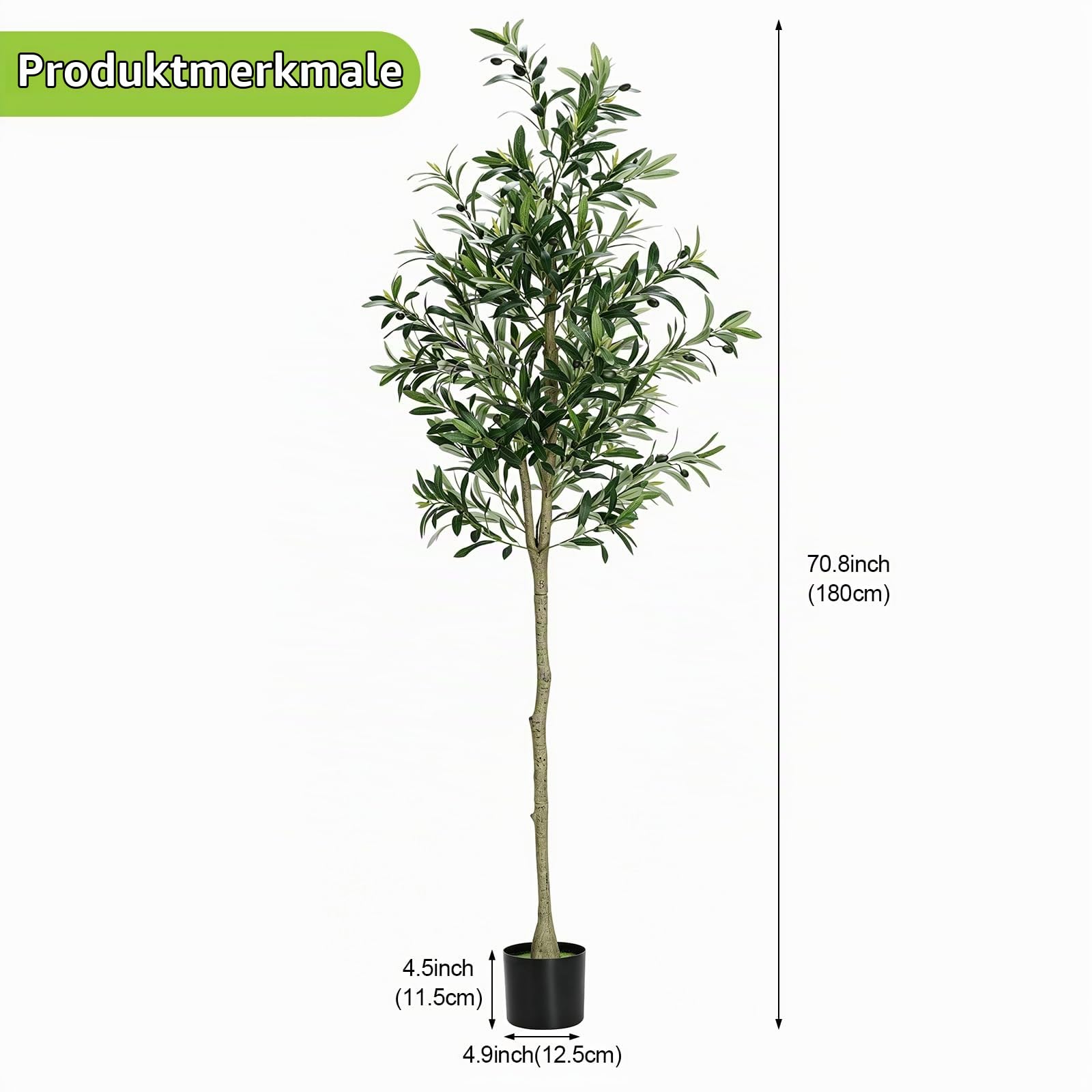CADUKE Olivenbaum Künstlich 180cm Kunstpflanze Groß Kunstbaum Deko