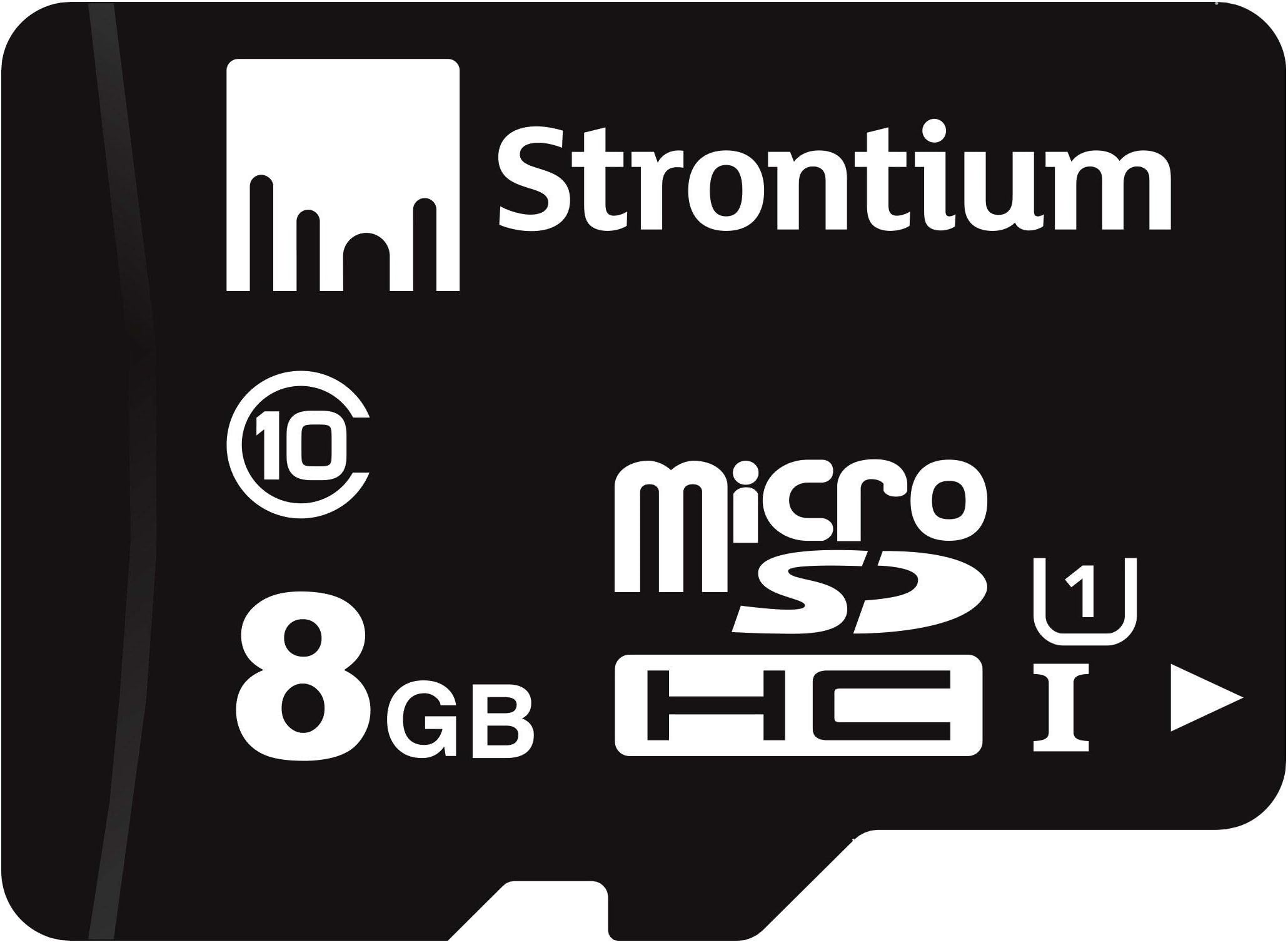 Strontium MicroSD Class 10-8GB Memory Card (Black)