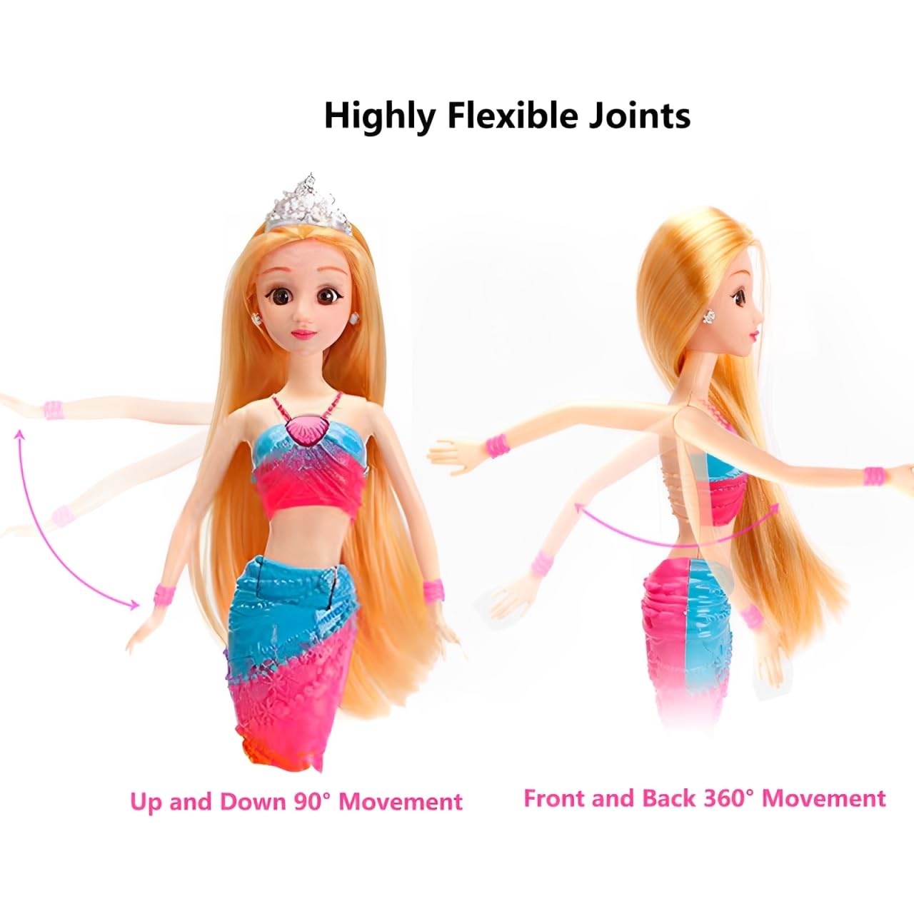 Cemirk Mermaid Doll with Light-Up Tail - 35cm Mermaid Toys with Accessories, 3D Real Eyes, Flexible Joints - Dolls for Girls Ages 3+ - Image 3