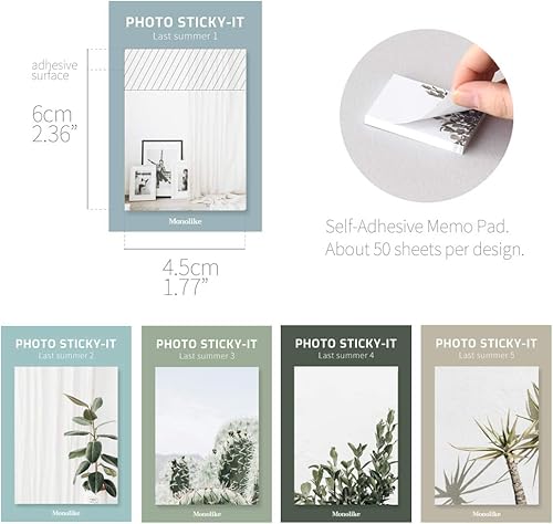 Miniatura 2 de Monolike Photo Sticky-It 5p Set - Last Summer - Un bloc de notas autoadhesivo, 50 hojas, diario pegajoso, diario, notas