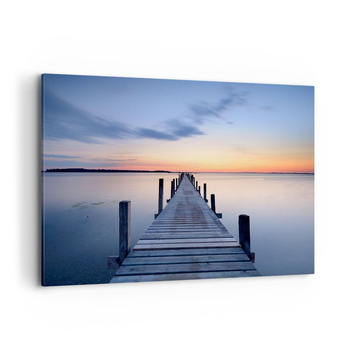 Pintura Paisaje Río árboles ARTTOR Cuadros Decoracion Salon Volcán Lago Lienzos Decorativos 120x80cm Cuadro Sobre Lienzo Moderno Dormitorio Cocina Cuadros Pared Imágenes Wall Art Canvas 120x80cm Gran Formato