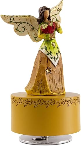 Caja de música ángel sosteniendo el corazón esculpido de resina figura musical pintada a mano regalo musical de cumpleaños Navidad regalo musical
