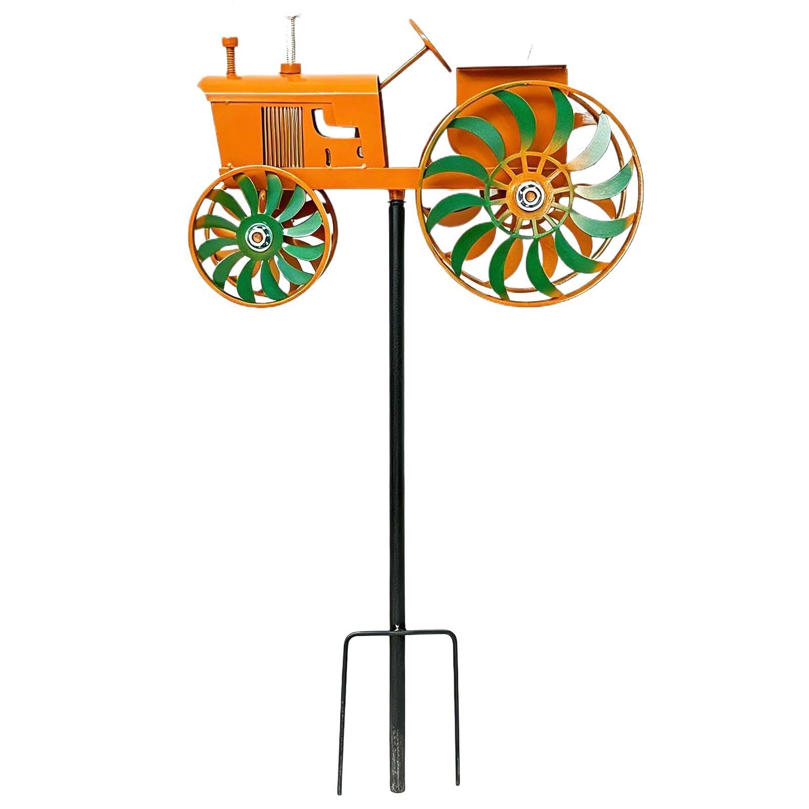 Moulin à vent extérieur tracteur métal pour animer un jardin vide