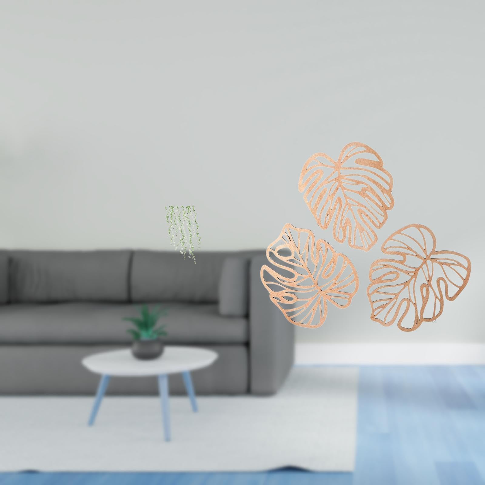 Elegant Green Plant and Palm Leaves Wall Art Mural Creative Wooden Ornament for Restroom Bedroom Sofa Backdrop and Tv Bathroom Decor-image-35