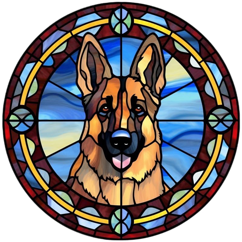 Dog Design Suncatcher, loads of variations and canine breeds, Indoors or Outdoors use, Gift for doggy lovers. 14.5cm across (German Shepherd)