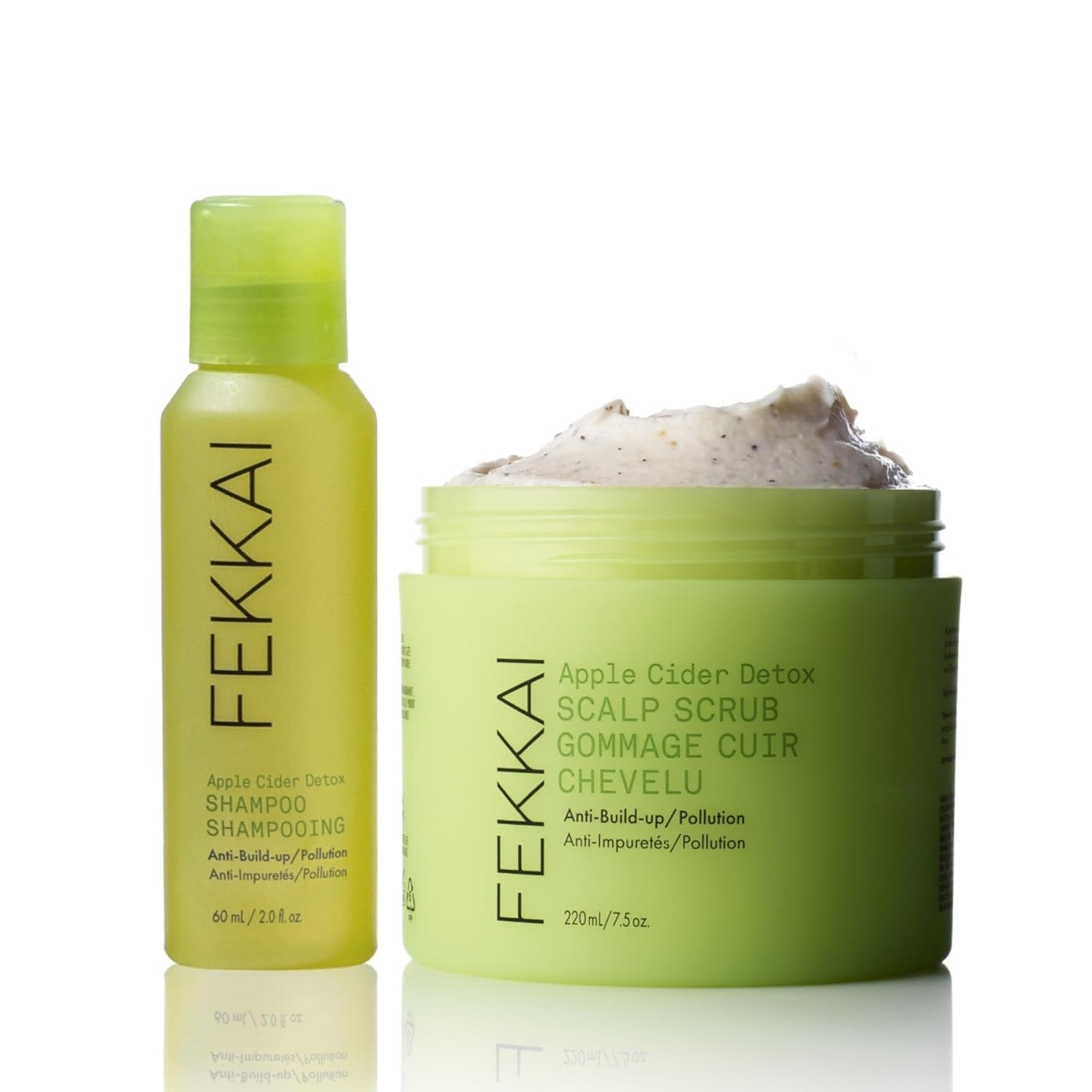 FEKKAI Apple Cider Detox Hair Recovery Duo - Includes Shampoo (2 oz) + Clarifying Scrub (7.5 oz) - Free of Sulfates, Parabens, Phthalates - Vegan, Cruelty-Free