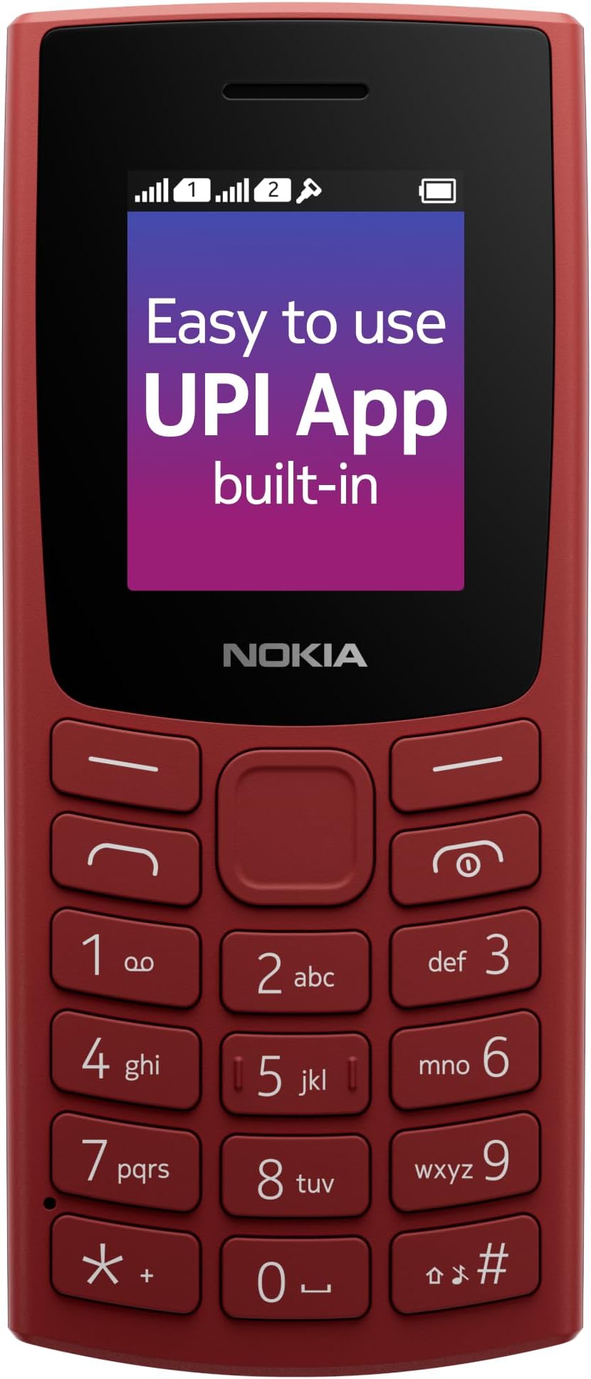 106 Single Sim, Keypad Phone with Built-in UPI Payments App, Long-Lasting Battery, Wireless FM Radio & MP3 Player, and MicroSD Card Slot | Red
