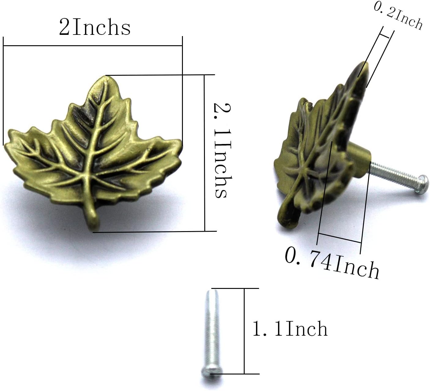 4 Pcs Vintage Bronze Maple Leaf Knob, Pull Handle, Kitchen Cabinet Drawer Wardrobe Handle Knobs, Gift Box, Jewelry Box Decorative Handle Knobs (Includes Mounting Screws)